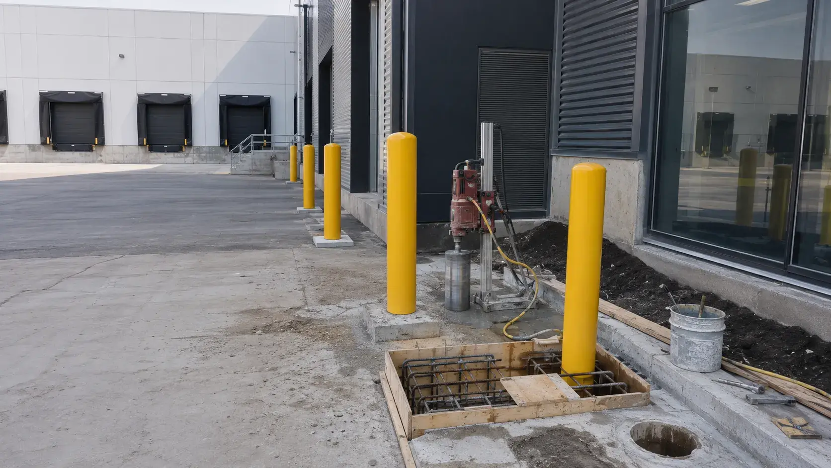 Bollard Installation in Brampton, Ontario, completed by Harrowgate Group