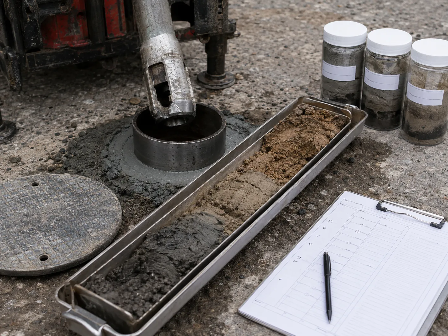 Borehole Drilling and Soil Sampling being built and completed on site by Harrowgate Group