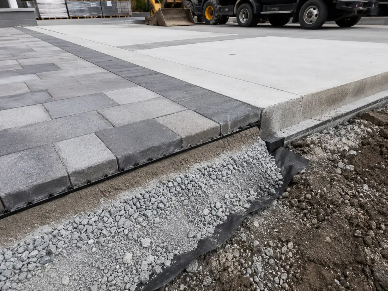 Commercial Hardscaping in Pickering being built and completed on site by Harrowgate Group