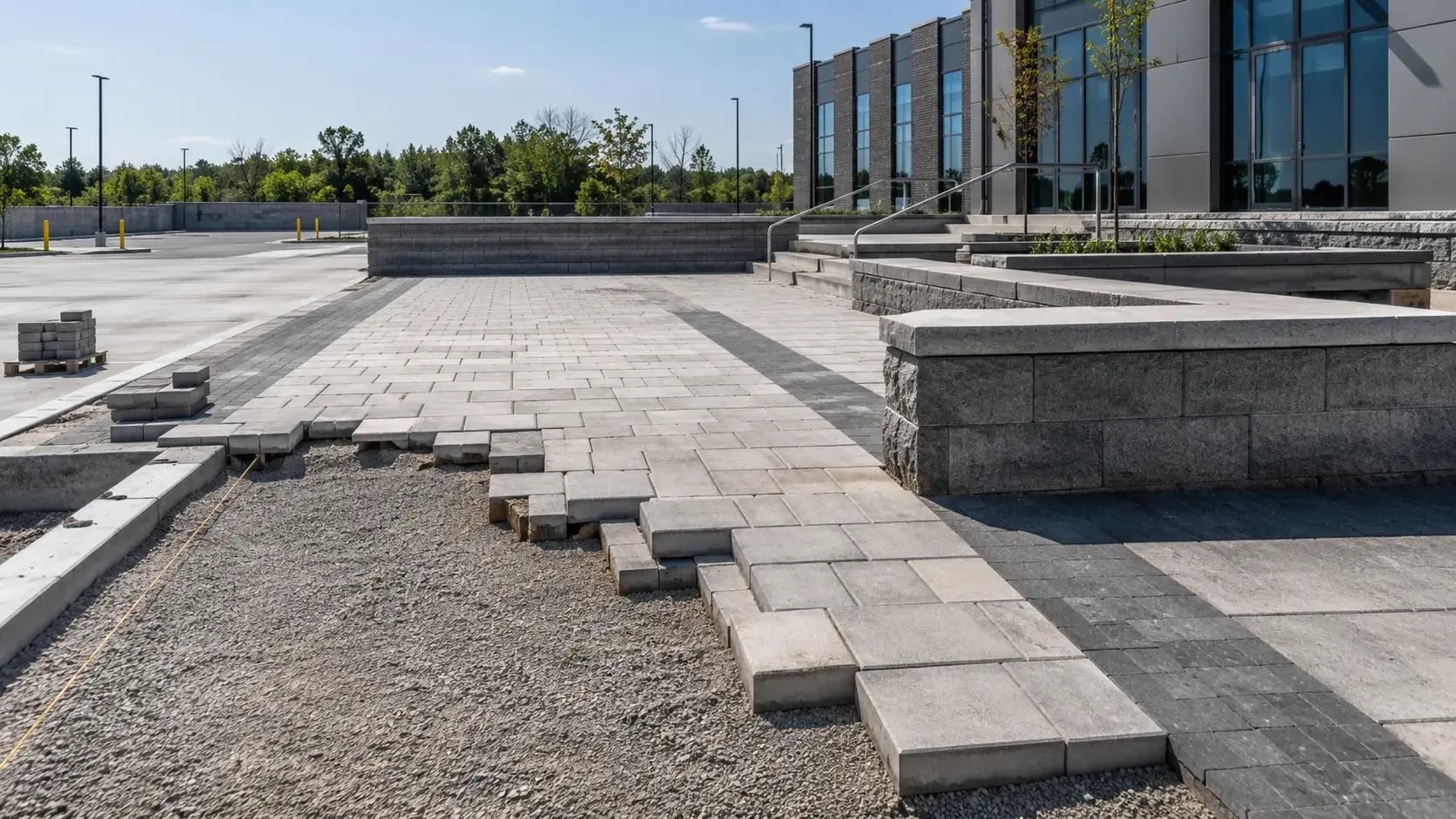 Commercial Hardscaping in Pickering, Ontario, completed by Harrowgate Group