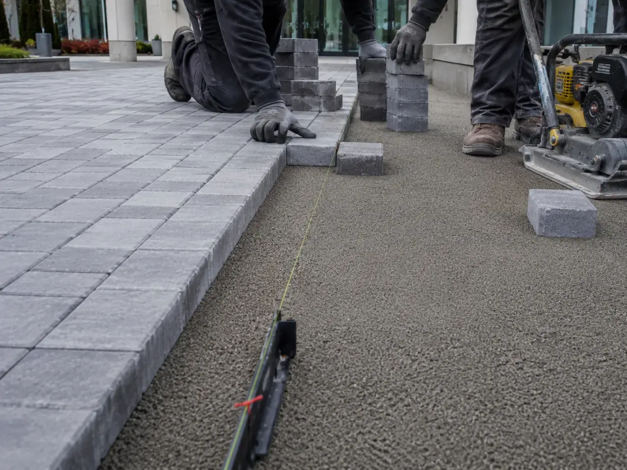 Commercial Interlock and Pavers in Aurora being built and completed on site by Harrowgate Group