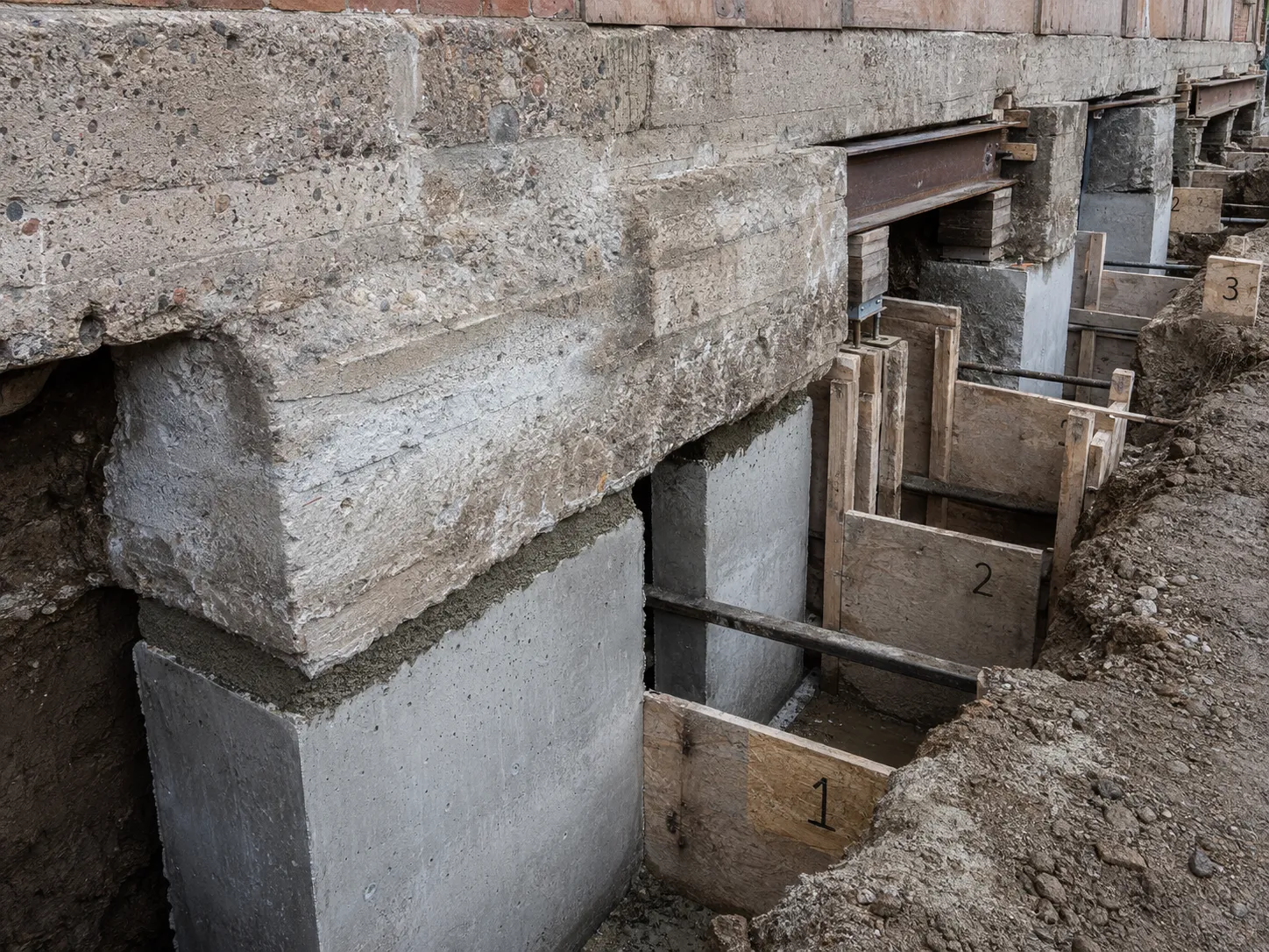 Commercial Underpinning being built and completed on site by Harrowgate Group
