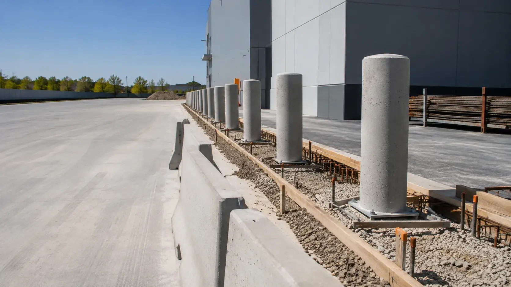 Concrete Barriers and Bollards in Aurora, Ontario, completed by Harrowgate Group