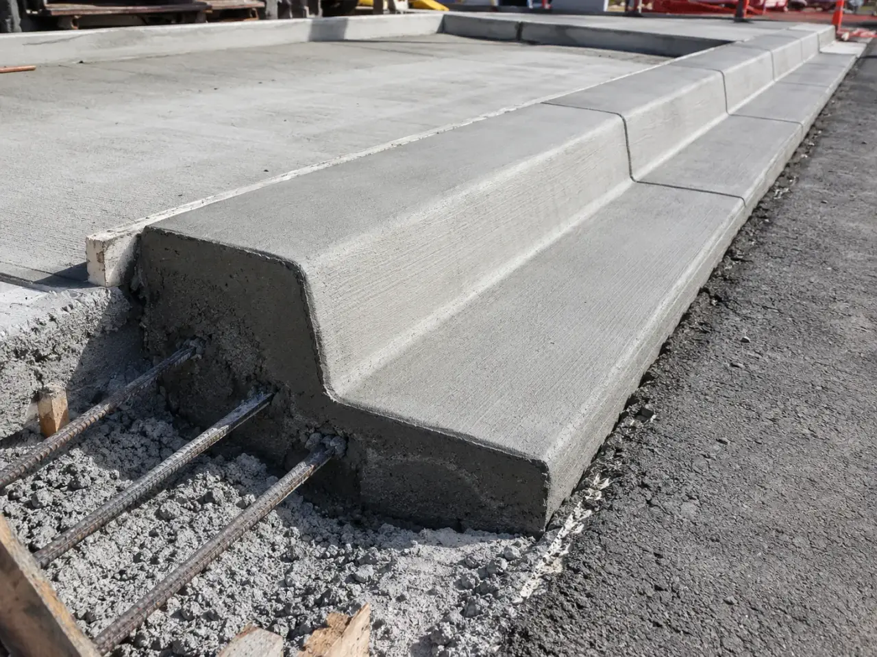 Concrete Curbs and Gutters being built and completed on site by Harrowgate Group