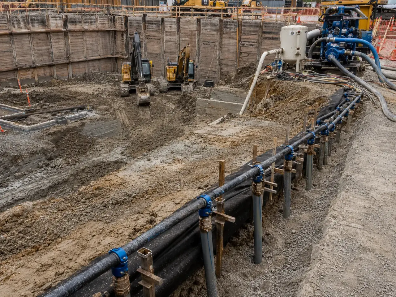 Construction Dewatering being built and completed on site by Harrowgate Group