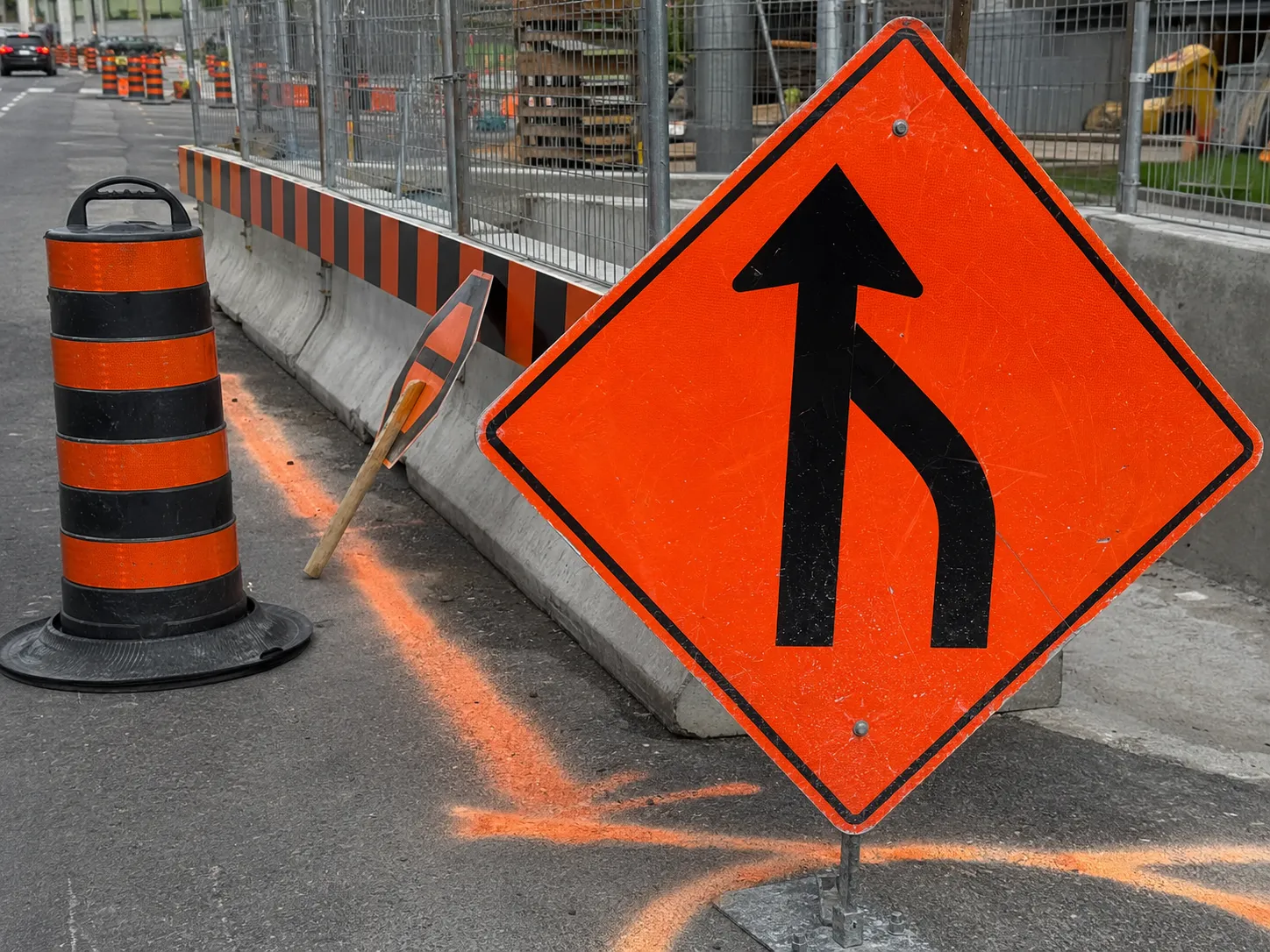 Construction Signage and Barricades being built and completed on site by Harrowgate Group