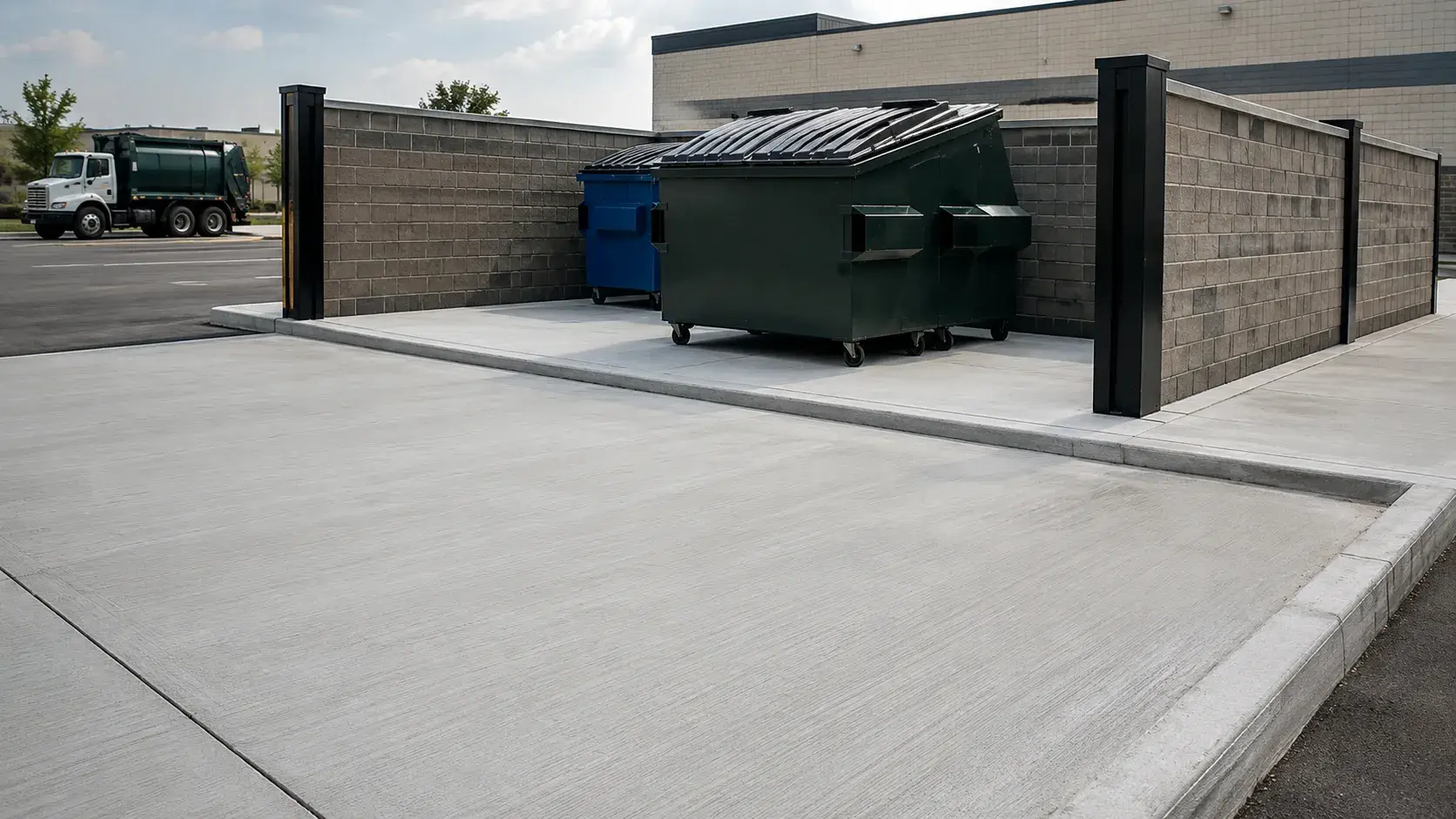 Dumpster and Enclosure Pads in Pickering, Ontario, completed by Harrowgate Group