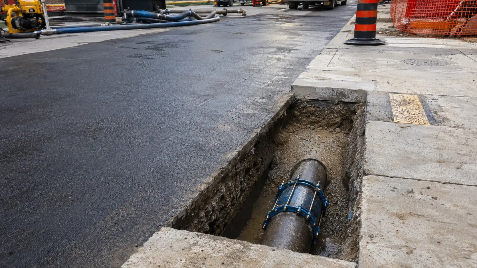 Emergency Watermain Repair in Aurora, Ontario, completed by Harrowgate Group