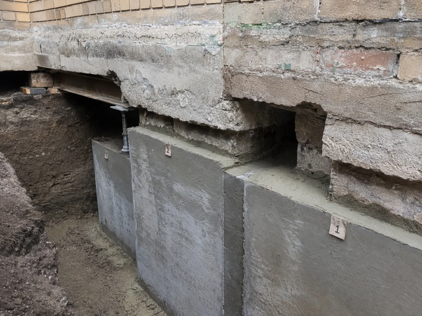 Mass Concrete Underpinning being built and completed on site by Harrowgate Group