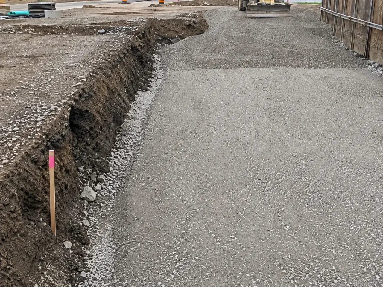 Roadworks and Pavement Base being built and completed on site by Harrowgate Group