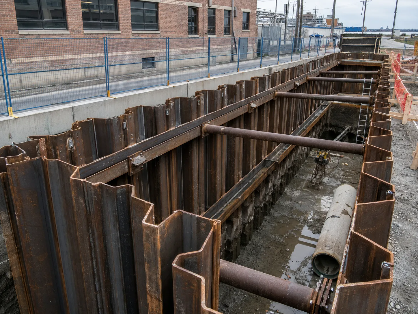 Completed Sheet Pile Shoring installation by Harrowgate Group