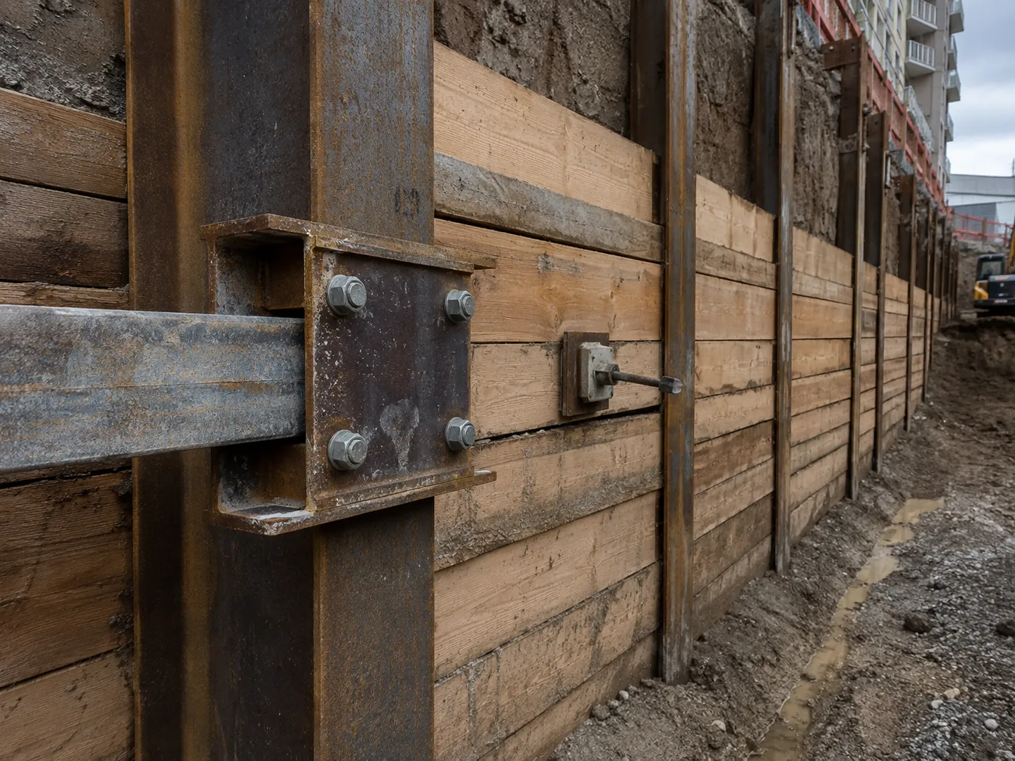 Soldier Pile and Lagging being built and completed on site by Harrowgate Group