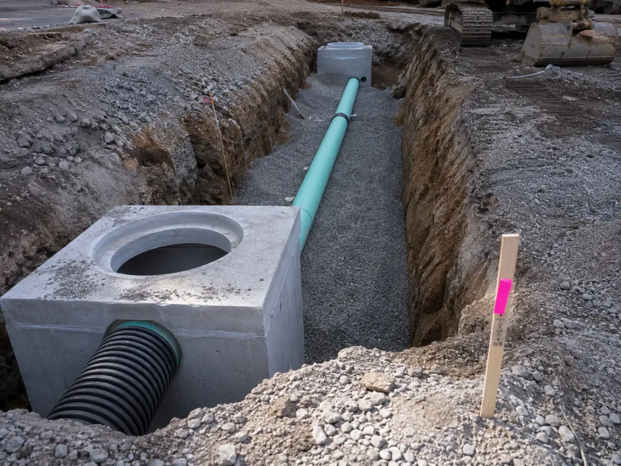 Stormwater Management and Drainage being built and completed on site by Harrowgate Group