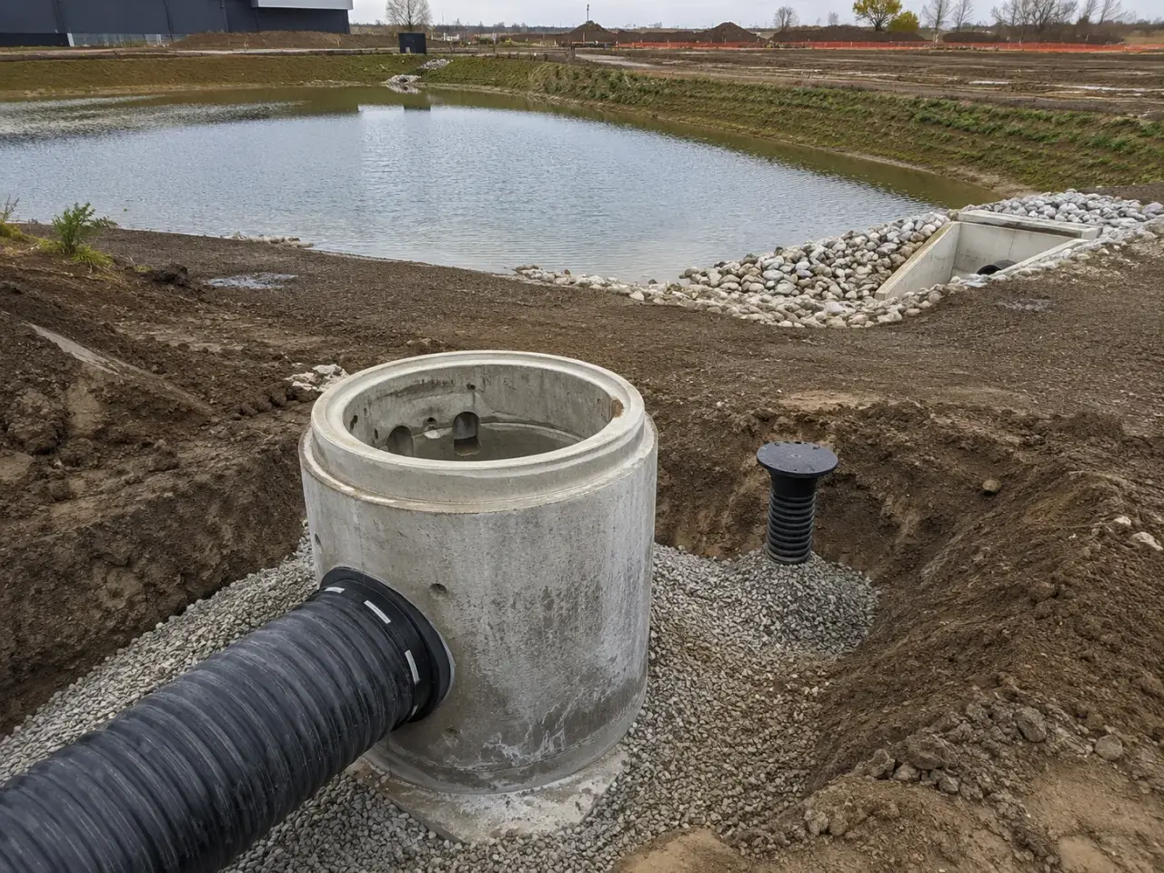 Stormwater Management Ponds in Pickering being built and completed on site by Harrowgate Group