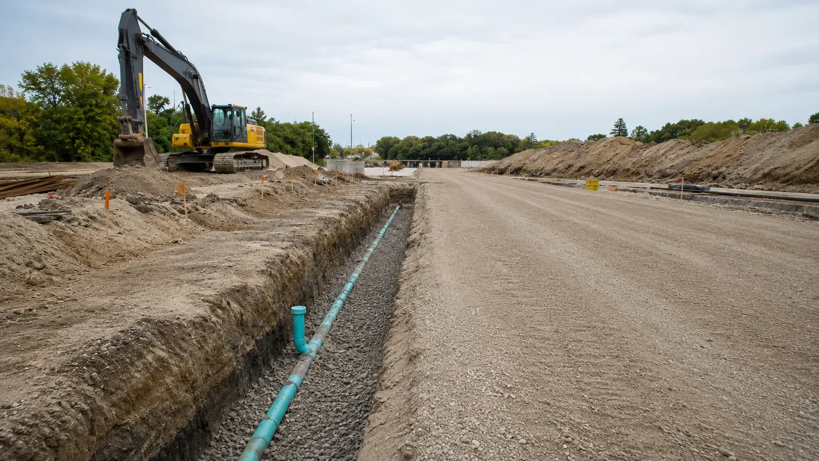 Trenching in Bradford, Ontario, completed by Harrowgate Group