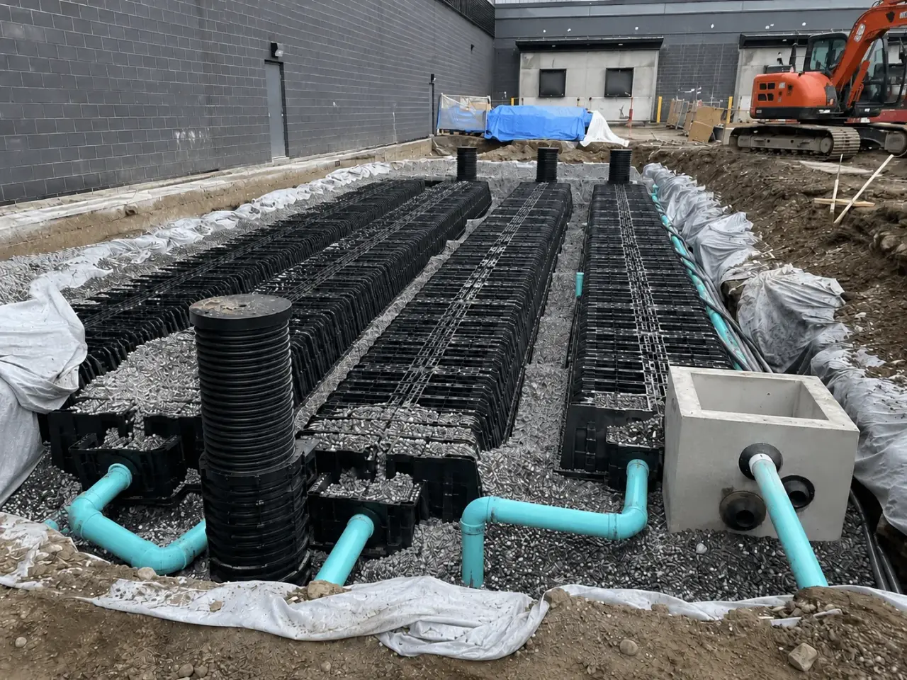 Completed Underground Stormwater Systems installation in Aurora by Harrowgate Group