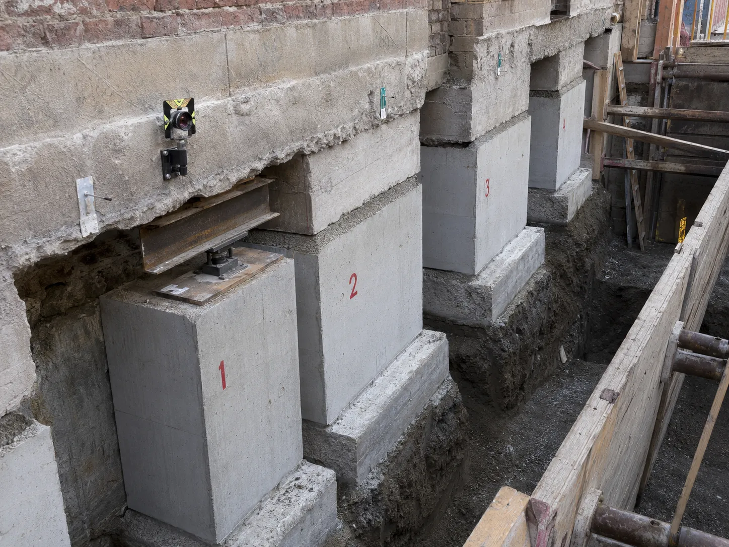 Underpinning for Adjacent Excavation being built and completed on site by Harrowgate Group