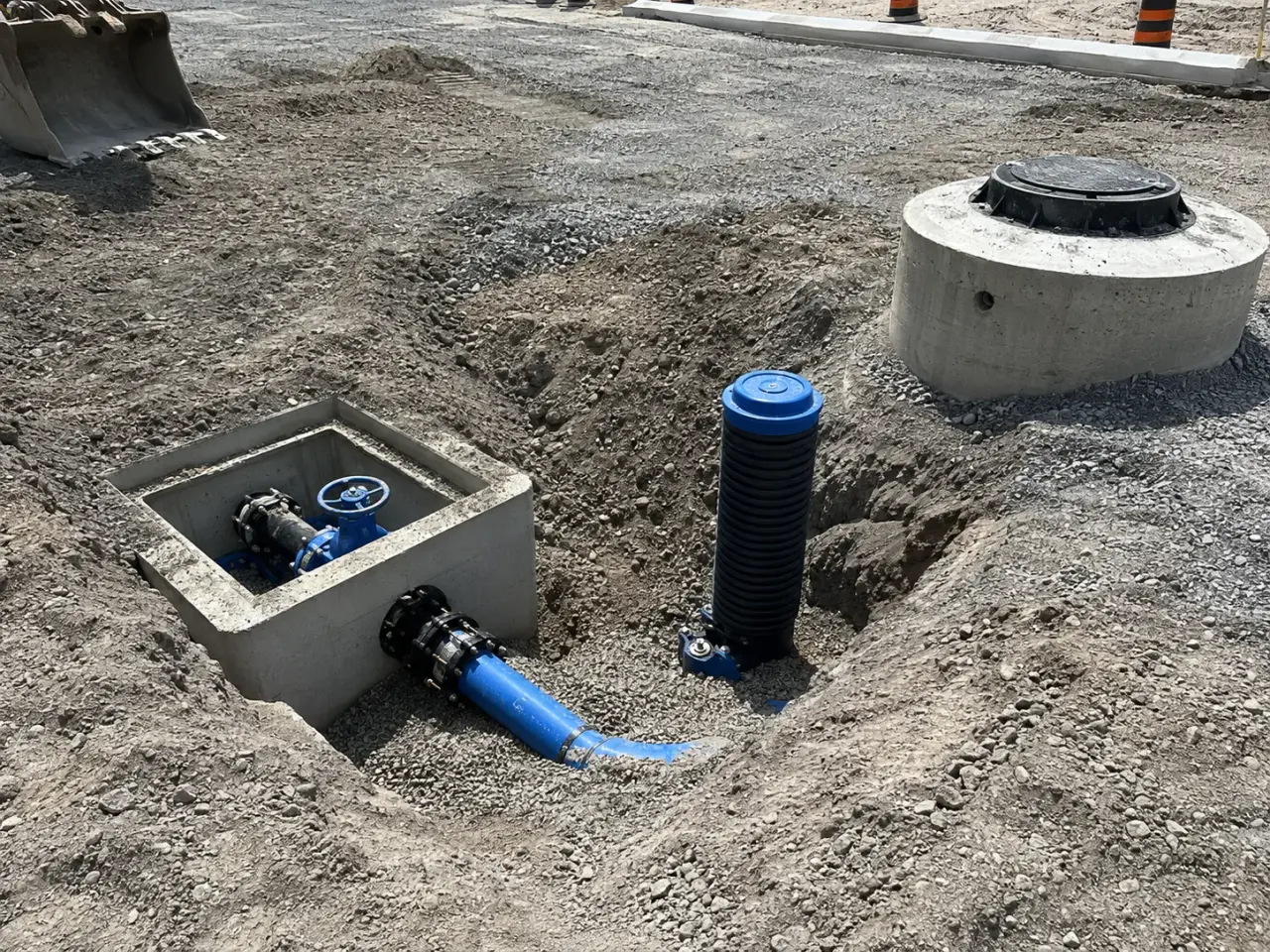 Watermain Installation in Guelph being built and completed on site by Harrowgate Group